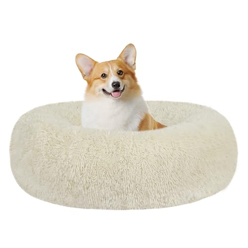 HMTOPE Orthopädisches Hundebett rund Hundekissen Hundesofa Katzenbett Donut Kuscheliges Hundekorb Waschbar, 70 cm Ø, Beige von HMTOPE