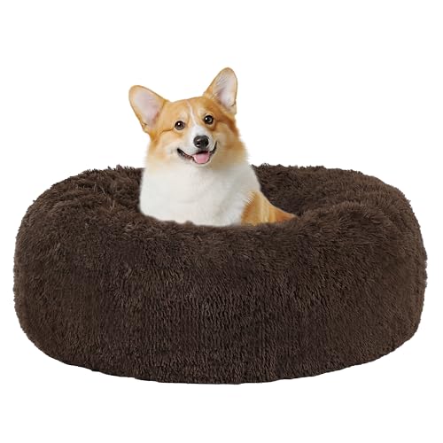 HMTOPE Orthopädisches Hundebett rund Hundekissen Hundesofa Katzenbett Donut Kuscheliges Hundekorb Waschbar, 70 cm Ø, Braun von HMTOPE