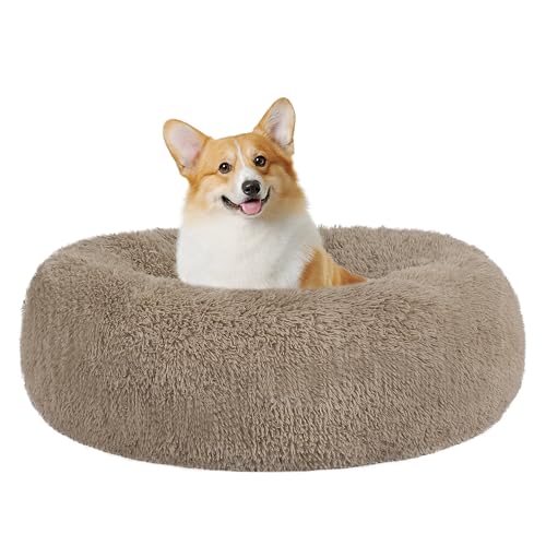 HMTOPE Orthopädisches Hundebett rund Hundekissen Hundesofa Katzenbett Donut Kuscheliges Hundekorb Waschbar, 70 cm Ø, Kamelbraun von HMTOPE