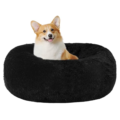 HMTOPE Orthopädisches Hundebett rund Hundekissen Hundesofa Katzenbett Donut Kuscheliges Hundekorb Waschbar, 70 cm Ø, Schwarz von HMTOPE