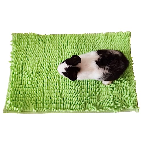 HNDB Small Pet Chenille Pad Mit Anti-Rutsch-Boden, Meerschweinchen Kissen Hamster Meerschweinchen Kaninchen Käfig Bett Matte Bunny Weich Und Bequem Käfig Zubehör (One Size,Green) von HNDB