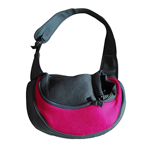 Pet Carrier für Katze Hund Schulter Outing Bag, Atmungsaktive Mesh Adjustable Neck Travel Bag Cat Pouch Handbag Sling Puppy Tote Crossbody Bag Hands-Free for Outdoor (L,Rose Red) von HNDB