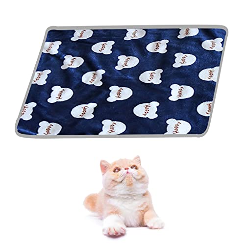 Warme Katze Flanell Decke Hund, Winter Weiches Fleece Haustiere Bett Matte Waschbar Für Kleine Mittlere Große Welpen Hunde Katzen Kaninchen Schlafen Sofa Abdeckung Haustier Zubehör (L,Dark Blue) von HNDB