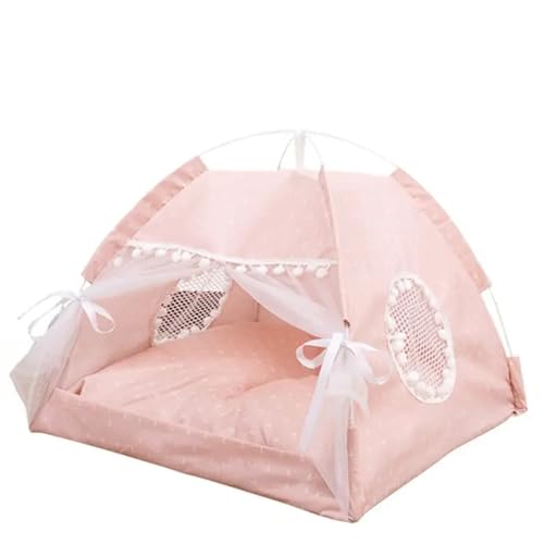 Tipi Zelt für Haustiere Haustier Hund Zelt Haus Blumen Druck Geschlossenen Katze Zelt Bett Innen Klapp Tragbare Komfortable Kätzchen Bett Zwinger for Kleine Haustiere (Color : A, Size : L) von HNEJA