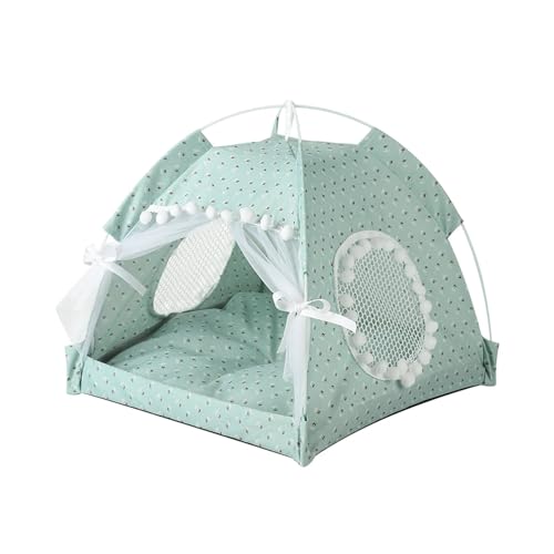 Tipi Zelt für Haustiere Haustier Hund Zelt Haus Blumen Druck Geschlossenen Katze Zelt Bett Innen Klapp Tragbare Komfortable Kätzchen Bett Zwinger for Kleine Haustiere (Color : D, Size : S) von HNEJA