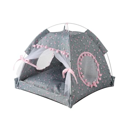 Tipi Zelt für Haustiere Haustier Hund Zelt Haus Blumen Druck Geschlossenen Katze Zelt Bett Innen Klapp Tragbare Komfortable Kätzchen Bett Zwinger for Kleine Haustiere (Color : F, Size : S) von HNEJA