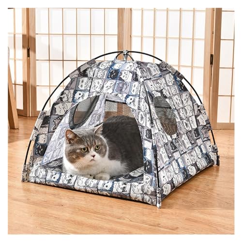 Tipi Zelt für Haustiere Haustier Hund Zelt Haus Blumen Druck Geschlossenen Katze Zelt Bett Innen Klapp Tragbare Komfortable Kätzchen Bett Zwinger for Kleine Haustiere (Color : K, Size : M) von HNEJA