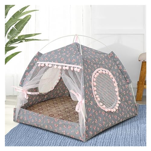 Tipi Zelt für Haustiere Haustier Katze Zelt Sommer Höhle Hütte Katze Schlaf Haus for Kätzchen Welpen Laufstall Käfig Korb Katze Nesk Zwinger Kleine Hund Haus (Color : A, Size : L) von HNEJA