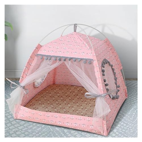 Tipi Zelt für Haustiere Haustier Katze Zelt Sommer Höhle Hütte Katze Schlaf Haus for Kätzchen Welpen Laufstall Käfig Korb Katze Nesk Zwinger Kleine Hund Haus (Color : B, Size : L) von HNEJA