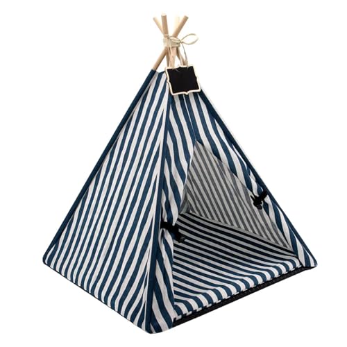 Tipi Zelt für Haustiere Haustier Zelt Haus Katze Bett Tragbare Hund Katze Tipi Tragbare Welpen Kätzchen Indoor Outdoor Zwinger for Haustier Katzen Zelt Kleine Tiere Bett (Color : Blue) von HNEJA