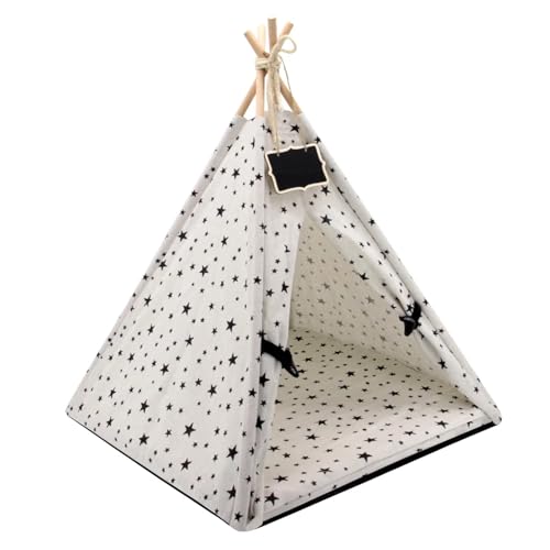 Tipi Zelt für Haustiere Haustier Zelt Haus Katze Bett Tragbare Hund Katze Tipi Tragbare Welpen Kätzchen Indoor Outdoor Zwinger for Haustier Katzen Zelt Kleine Tiere Bett (Color : White) von HNEJA