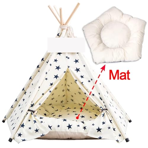 Tipi Zelt für Haustiere Haustier-Zelthaus, Katzenbett, tragbares Tipi mit dickem Kissen for Hunde- und Welpenausflüge im Innen- und Außenbereich (Color : C, Size : M) von HNEJA