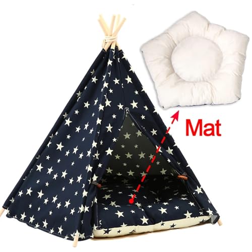 Tipi Zelt für Haustiere Haustier-Zelthaus, Katzenbett, tragbares Tipi mit dickem Kissen for Hunde- und Welpenausflüge im Innen- und Außenbereich (Color : D, Size : L) von HNEJA