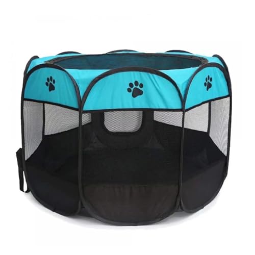 Tipi Zelt für Haustiere Tragbare Falten Haustier Zelt Hund Haus Achteckigen Käfig for Katze Zelt Welpen Zwinger Einfache Bedienung Zaun Im Freien Große Hunde Haus (Color : Blue, Size : M) von HNEJA