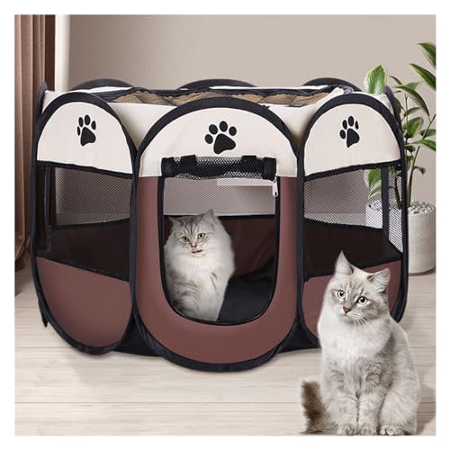 Tipi Zelt für Haustiere Tragbare Falten Haustier Zelt Hund Haus Achteckigen Käfig for Katze Zelt Welpen Zwinger Einfache Bedienung Zaun Im Freien Große Hunde Haus (Color : Coffee, Size : M) von HNEJA