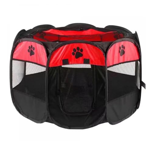 Tipi Zelt für Haustiere Tragbare Falten Haustier Zelt Hund Haus Achteckigen Käfig for Katze Zelt Welpen Zwinger Einfache Bedienung Zaun Im Freien Große Hunde Haus (Color : RED, Size : M) von HNEJA