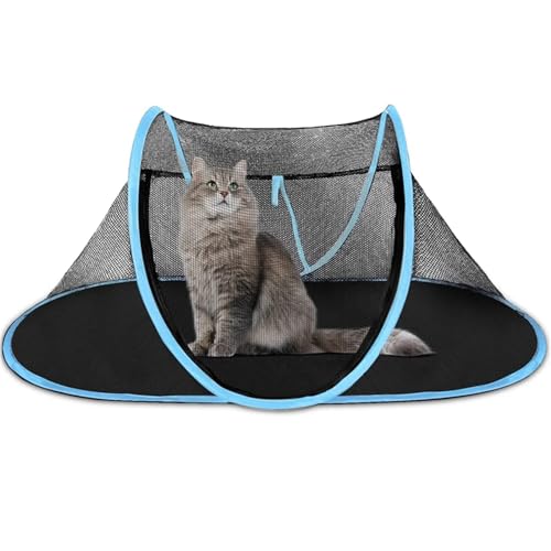 Tipi Zelt für Haustiere Tragbare Falten Haustier Zelt Katzen Hund Haus Haustier Käfig for Katze Zelt Laufstall Welpen Zwinger Einfache Bedienung Zaun Im Freien Hunde Haus (Color : Blue) von HNEJA