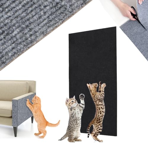 Asisumption Cat Scratching Mat - Protecting Furniture, 39.5/78.8/118.1in Cat Scratch Mat, Trimmable Self-Adhesive Cat Couch Protector, Climbing Cat Scratcher for Furniture (Black,15.7x39.5in) von HNFYSMQL