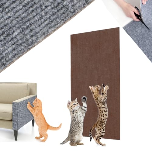 Asisumption Cat Scratching Mat - Protecting Furniture, 39.5/78.8/118.1in Cat Scratch Mat, Trimmable Self-Adhesive Cat Couch Protector, Climbing Cat Scratcher for Furniture (Brown,15.7x39.5in) von HNFYSMQL