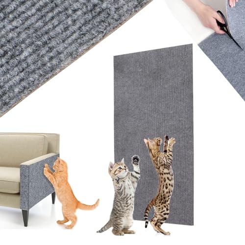 Asisumption Kratzmatte für Katzen, schützt Möbel, 100 cm, 78,8 cm, 300 cm, zuschneidbar, selbstklebend, Katzen-Couchschutz, Kletterkatzenkratzer für Möbel (Hellgrau, 39,9 x 100,3 cm) von HNFYSMQL