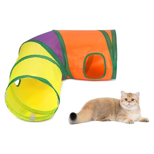 Katzentunnel oder Indoor-Katzen, interaktives Peek-a-Boo Cat Chute Cat Tube Spielzeug, Camouflage L-Tunnel von HNQTJJS