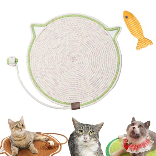 Celery Pets Doppel-Kratzpad, Kratzmatte FüR Katzen, Katzenspielzeug Zum Kratzen, Katzenkratzpad Aus NatüRlichem Baumwollseil, 17/20 Zoll, Rundes Boden-Katzenkratzpad (02,43cm) von HNTKGME