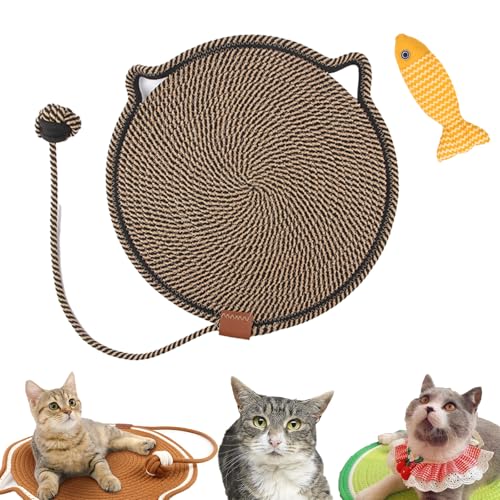 Celery Pets Doppel-Kratzpad, Kratzmatte FüR Katzen, Katzenspielzeug Zum Kratzen, Katzenkratzpad Aus NatüRlichem Baumwollseil, 17/20 Zoll, Rundes Boden-Katzenkratzpad (03,43cm) von HNTKGME