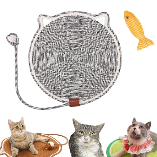 Celery Pets Doppel-Kratzpad, Kratzmatte FüR Katzen, Katzenspielzeug Zum Kratzen, Katzenkratzpad Aus NatüRlichem Baumwollseil, 17/20 Zoll, Rundes Boden-Katzenkratzpad (04,43cm) von HNTKGME