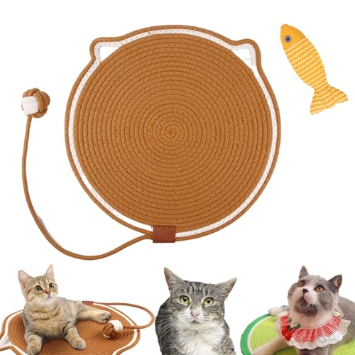 Celery Pets Doppel-Kratzpad, Kratzmatte FüR Katzen, Katzenspielzeug Zum Kratzen, Katzenkratzpad Aus NatüRlichem Baumwollseil, 17/20 Zoll, Rundes Boden-Katzenkratzpad (05,43cm) von HNTKGME