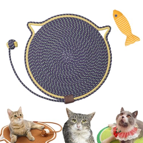 Celery Pets Doppel-Kratzpad, Kratzmatte FüR Katzen, Katzenspielzeug Zum Kratzen, Katzenkratzpad Aus NatüRlichem Baumwollseil, 17/20 Zoll, Rundes Boden-Katzenkratzpad (06,43cm) von HNTKGME