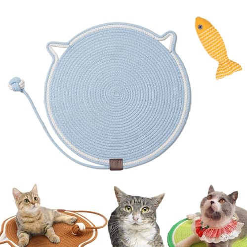 Celery Pets Doppel-Kratzpad, Kratzmatte FüR Katzen, Katzenspielzeug Zum Kratzen, Katzenkratzpad Aus NatüRlichem Baumwollseil, 17/20 Zoll, Rundes Boden-Katzenkratzpad (07,43cm) von HNTKGME