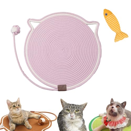 Celery Pets Doppel-Kratzpad, Kratzmatte FüR Katzen, Katzenspielzeug Zum Kratzen, Katzenkratzpad Aus NatüRlichem Baumwollseil, 17/20 Zoll, Rundes Boden-Katzenkratzpad (08,50cm) von HNTKGME