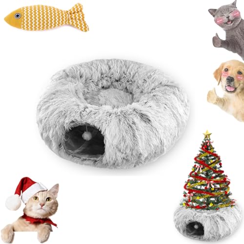 Katzentunnel Weihnachtsbaum, Runder Weihnachtsbaum FüR Katzen, Katzen Weihnachtsbaum, Katzentunnel Weihnachten Faltbar Einfache Montage, Geeignet FüR GroßE, MittelgroßE Und Kleine Katzen (01) von HNTKGME