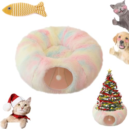 Katzentunnel Weihnachtsbaum, Runder Weihnachtsbaum FüR Katzen, Katzen Weihnachtsbaum, Katzentunnel Weihnachten Faltbar Einfache Montage, Geeignet FüR GroßE, MittelgroßE Und Kleine Katzen (02) von HNTKGME