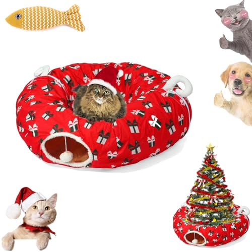 Katzentunnel Weihnachtsbaum, Runder Weihnachtsbaum FüR Katzen, Katzen Weihnachtsbaum, Katzentunnel Weihnachten Faltbar Einfache Montage, Geeignet FüR GroßE, MittelgroßE Und Kleine Katzen (04) von HNTKGME