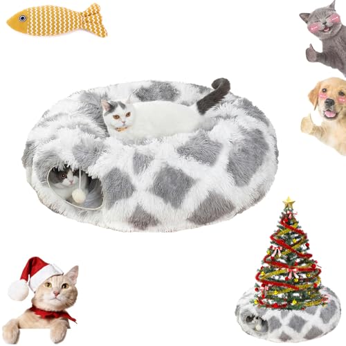 Katzentunnel Weihnachtsbaum, Runder Weihnachtsbaum FüR Katzen, Katzen Weihnachtsbaum, Katzentunnel Weihnachten Faltbar Einfache Montage, Geeignet FüR GroßE, MittelgroßE Und Kleine Katzen (06) von HNTKGME