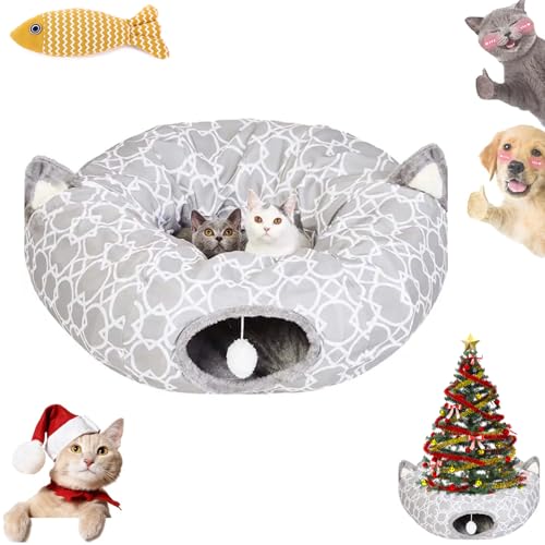 Katzentunnel Weihnachtsbaum, Runder Weihnachtsbaum FüR Katzen, Katzen Weihnachtsbaum, Katzentunnel Weihnachten Faltbar Einfache Montage, Geeignet FüR GroßE, MittelgroßE Und Kleine Katzen (07) von HNTKGME