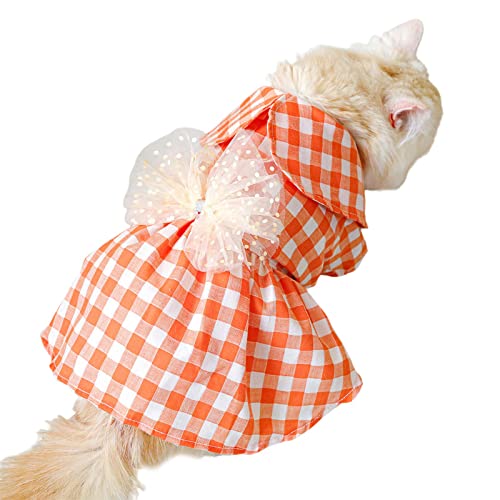 Welpenkleid, Rock, Hunderock mit Karomuster, Hochzeitskleid, Orange, für Welpen, Hunde und Katzen auf Hochzeiten, Urlaub, Hundekostüme für kleine Hunde von HNsdsvcd