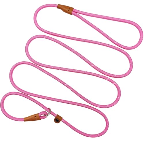 Hoanan Retrieverleine, Trainingsleine, reflektierend, kein Ziehen, 0,6 cm x 2,1 m, Schlupfleine für kleine und mittelgroße Rassen, Rosa von HOANAN