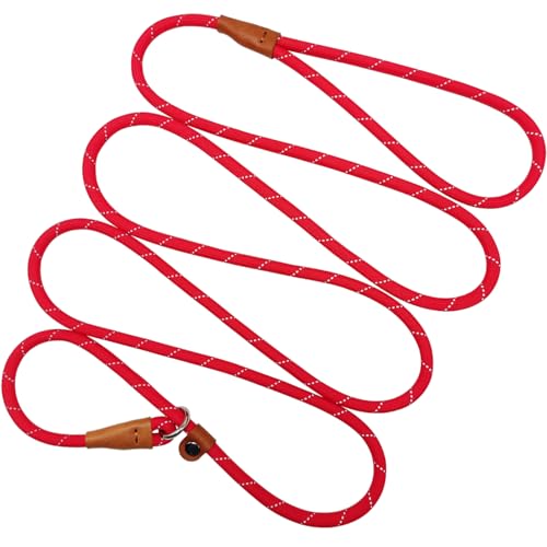 Hoanan Retrieverleine, Trainingsleine, reflektierend, kein Ziehen, 0,6 cm x 2,1 m, für kleine und mittelgroße Rassen, Rot von HOANAN