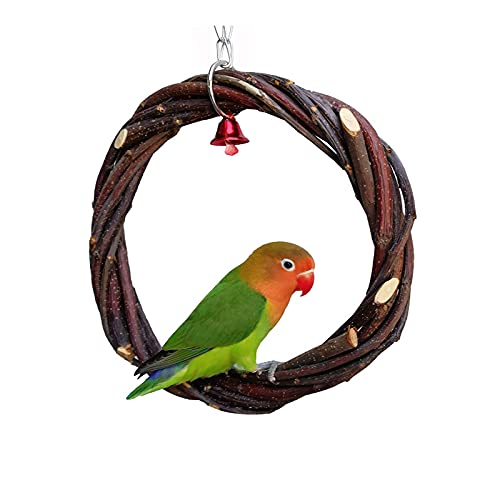 Naturholz-Vogelsitzstange, runde Vogelschaukel, hängender Vogelkäfig, Spielzeug für Sittiche, Nymphensittiche, Wellensittiche, Conure, Lovebirds Plattform (A-15cm) von HOAZIACEHN