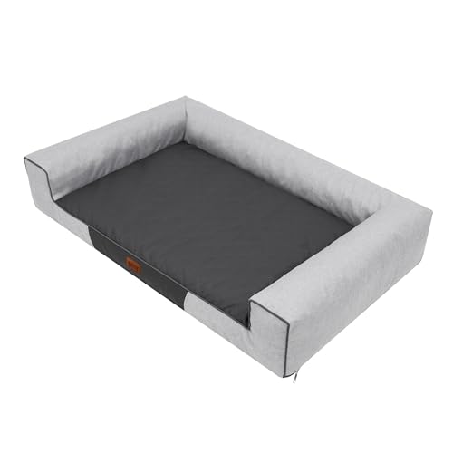 HOBBYGARDEN Haustierbett Hundeliegen Kissen Hundebett Liegen Hundekissen Bett Sofa Hundekorb Tierbett Hundesofa Hundematratze: Asche Ökoleinen, XL - 100 x 66 cm von HOBBYGARDEN