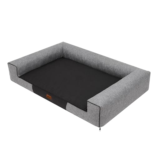 HOBBYGARDEN Haustierbett Hundeliegen Kissen Hundebett Liegen Hundekissen Bett Sofa Hundekorb Tierbett Hundesofa Hundematratze: Grau Ökoleinen, XL - 100 x 66 cm von HOBBYGARDEN