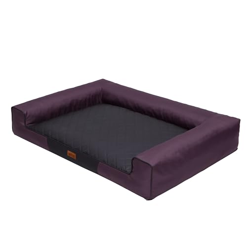 HOBBYGARDEN Haustierbett Hundeliegen Kissen Hundebett Liegen Hundekissen Bett Sofa Hundekorb Tierbett Hundesofa Hundematratze: Rotwein mit Schwarz Matratze, L - 80 x 55 cm von HOBBYGARDEN