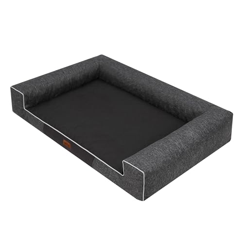 HOBBYGARDEN Haustierbett Hundeliegen Kissen Hundebett Liegen Hundekissen Bett Sofa Hundekorb Tierbett Hundesofa Hundematratze: Schwarz Ökoleinen, XXL - 118 x 78 cm von HOBBYGARDEN