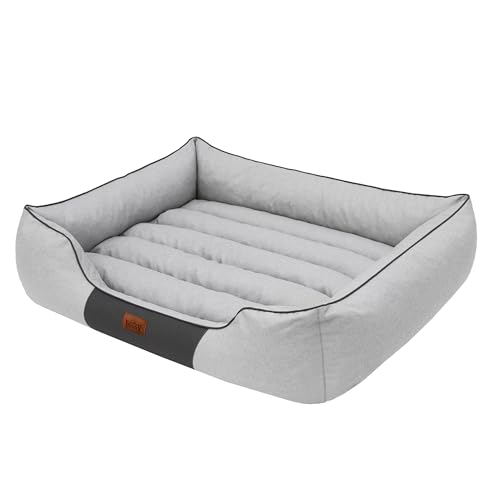 HOBBYGARDEN Haustierbett Hundeliegen Kissen Liegen Hundebett Rastplatz Hundekissen Bett Sofa Hundekorb Tierbett Hundesofa Matratze, XL - 65 x 50 cm Asche Ökoleinen von HOBBYGARDEN