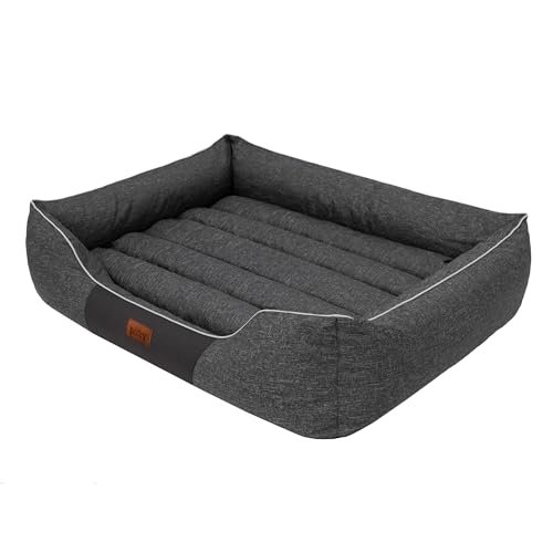 HOBBYGARDEN Haustierbett Hundeliegen Kissen Liegen Hundebett Rastplatz Hundekissen Bett Sofa Hundekorb Tierbett Hundesofa Matratze, XL - 65 x 50 cm Schwarz Ökoleinen von HOBBYGARDEN