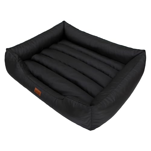 HOBBYGARDEN Haustierbett Hundeliegen Kissen Liegen Hundebett Rastplatz Hundekissen Bett Sofa Hundekorb Tierbett Hundesofa Matratze, XL - 65 x 50 cm Schwarz von HOBBYGARDEN