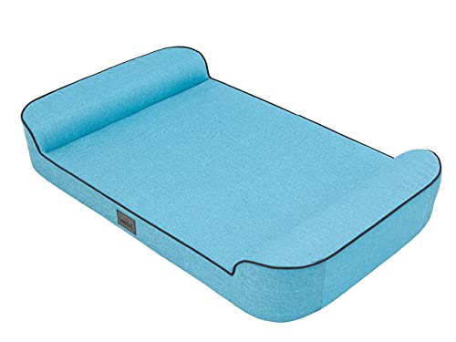 HOBBYGARDEN Hundebett Haustierbett Hundeliegen Kissen Liegen Hundekissen Bett Hundekorb Tierbett Weich Hundematratze Hundesofa Matratze L - 81 x 50 cm Blau von HOBBYGARDEN