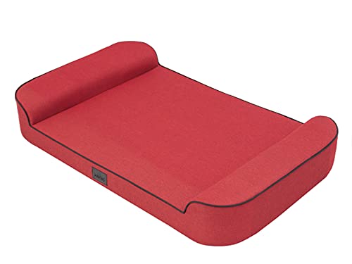 HOBBYGARDEN Hundebett Haustierbett Hundeliegen Kissen Liegen Hundekissen Bett Hundekorb Tierbett Weich Hundematratze Hundesofa Matratze L - 81 x 50 cm Rot von HOBBYGARDEN